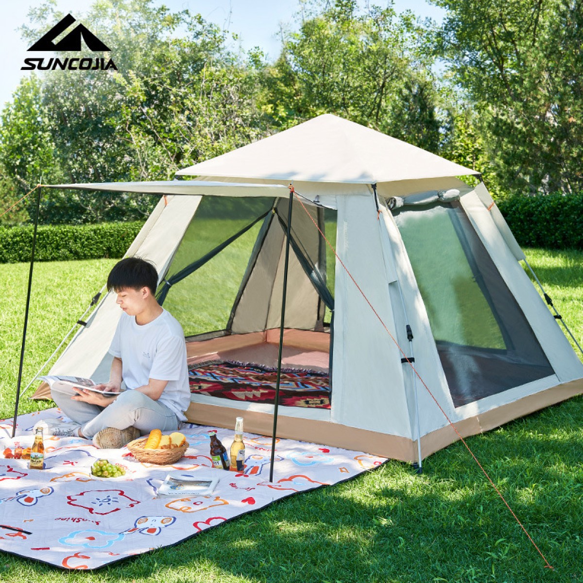 尚烤佳(Suncojia)户外帐篷 露营帐篷 大空间天幕帐篷 全自动速 露营装备 3-4